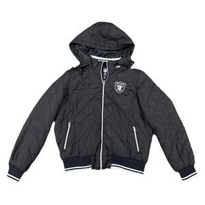 NFL Team Raiders Jacket G-lll Women’s Lg Black Quilted Embroidered Full Zipper